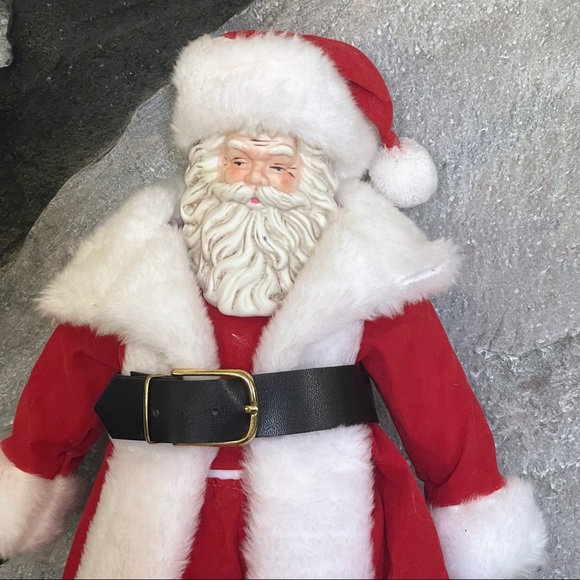Vintage 16” Soft Body Porcelain Santa Doll Figure - Picture 2 of 11